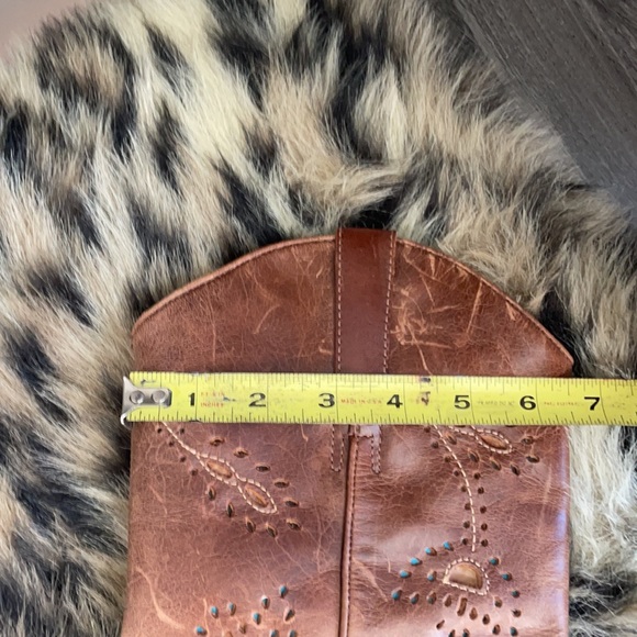 Matisse Brown Leather Pointed Toe Cowboy Boots Cutout Turq. Floral Design - Picture 11 of 11